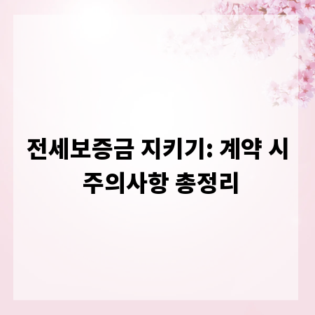 전세보증금 지키기: 계약 시 주의사항 총정리