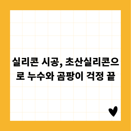 실리콘 시공, 초산실리콘으로 누수와 곰팡이 걱정 끝