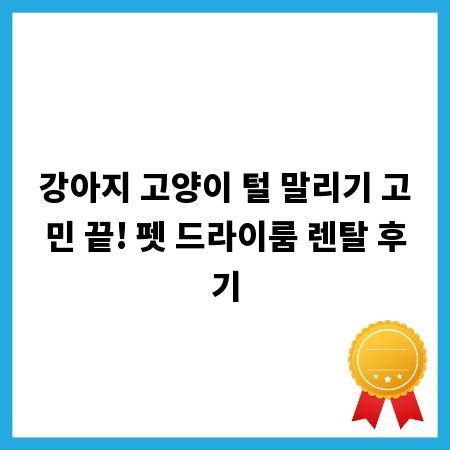 강아지 고양이 털 말리기 고민 끝! 펫 드라이룸 렌탈 후기
