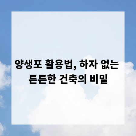 양생포 활용법, 하자 없는 튼튼한 건축의 비밀