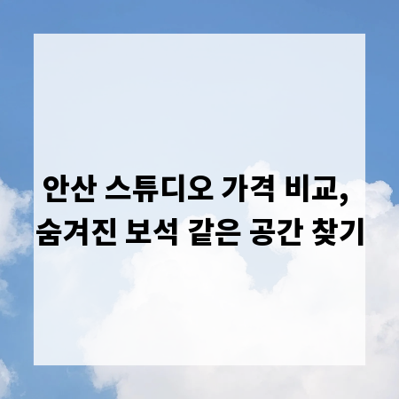 안산 스튜디오 가격 비교, 숨겨진 보석 같은 공간 찾기