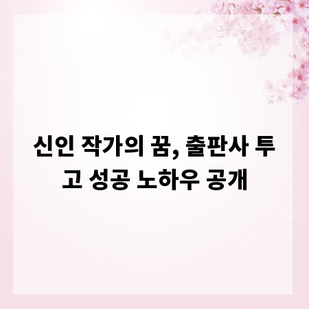 신인 작가의 꿈, 출판사 투고 성공 노하우 공개
