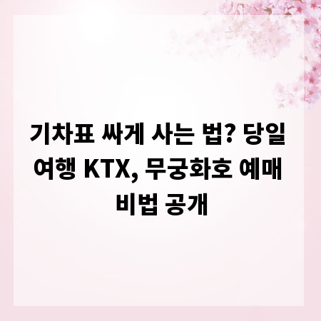 기차표 싸게 사는 법? 당일 여행 KTX, 무궁화호 예매 비법 공개