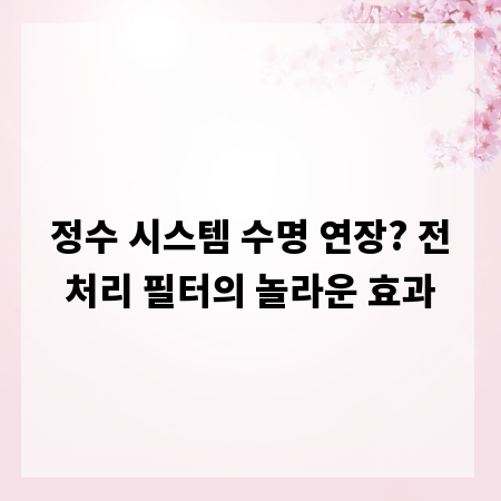 정수 시스템 수명 연장? 전처리 필터의 놀라운 효과