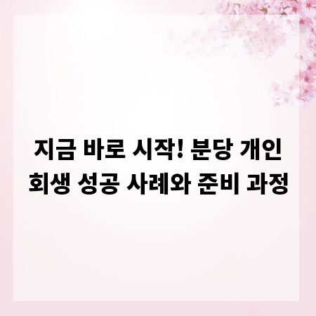 지금 바로 시작! 분당 개인회생 성공 사례와 준비 과정