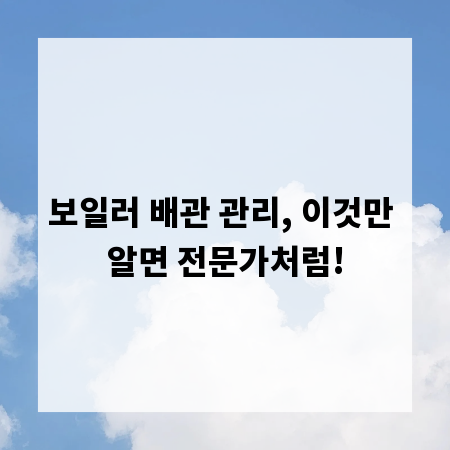 보일러 배관 관리, 이것만 알면 전문가처럼!