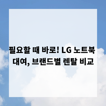 필요할 때 바로! LG 노트북 대여, 브랜드별 렌탈 비교