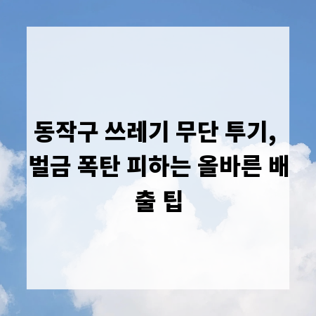동작구 쓰레기 무단 투기, 벌금 폭탄 피하는 올바른 배출 팁