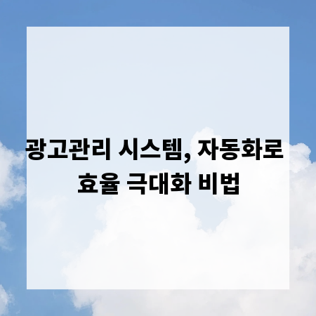 광고관리 시스템, 자동화로 효율 극대화 비법