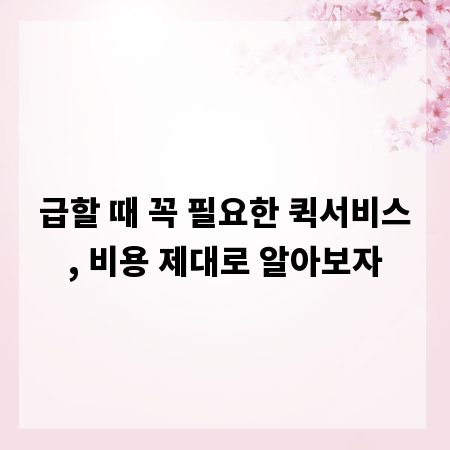 급할 때 꼭 필요한 퀵서비스, 비용 제대로 알아보자