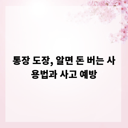 통장 도장, 알면 돈 버는 사용법과 사고 예방