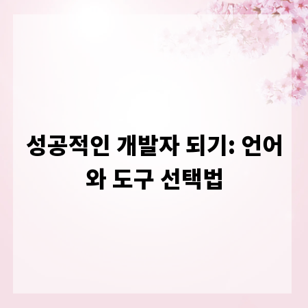 성공적인 개발자 되기: 언어와 도구 선택법