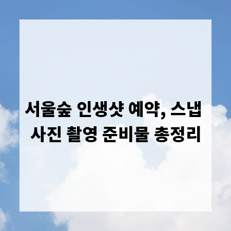 서울숲 인생샷 예약, 스냅 사진 촬영 준비물 총정리