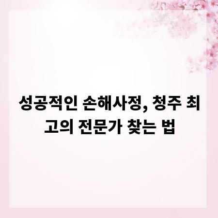 성공적인 손해사정, 청주 최고의 전문가 찾는 법