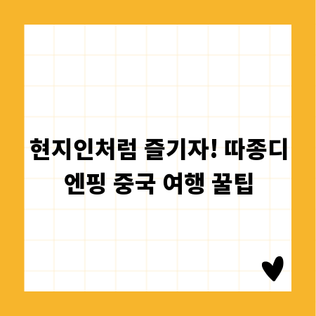 현지인처럼 즐기자! 따종디엔핑 중국 여행 꿀팁