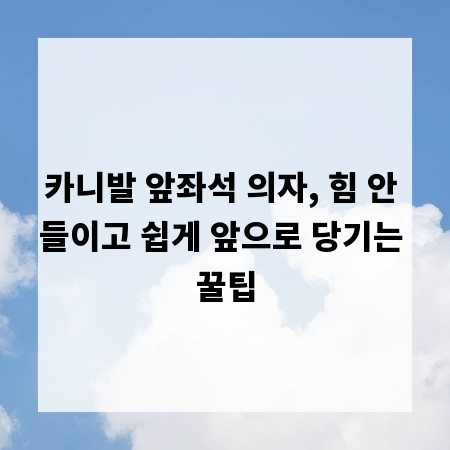 카니발 앞좌석 의자, 힘 안 들이고 쉽게 앞으로 당기는 꿀팁