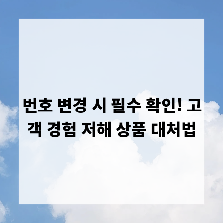번호 변경 시 필수 확인! 고객 경험 저해 상품 대처법