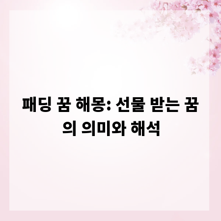 패딩 꿈 해몽: 선물 받는 꿈의 의미와 해석