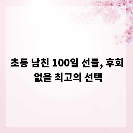 초등 남친 100일 선물, 후회 없을 최고의 선택