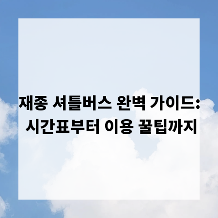 재종 셔틀버스 완벽 가이드: 시간표부터 이용 꿀팁까지