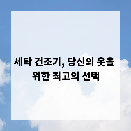 세탁 건조기, 당신의 옷을 위한 최고의 선택