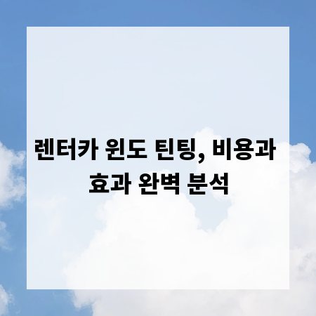 렌터카 윈도 틴팅, 비용과 효과 완벽 분석