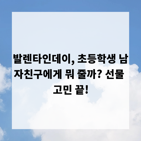 발렌타인데이, 초등학생 남자친구에게 뭐 줄까? 선물 고민 끝!
