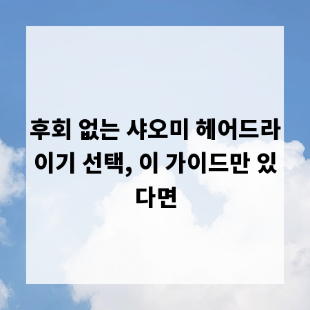 후회 없는 샤오미 헤어드라이기 선택, 이 가이드만 있다면