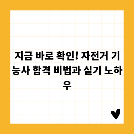 지금 바로 확인! 자전거 기능사 합격 비법과 실기 노하우