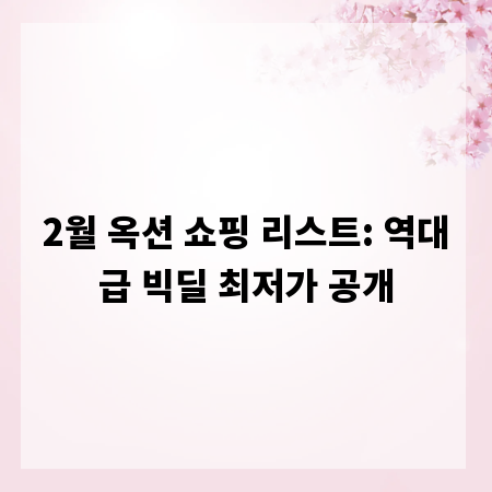 2월 옥션 쇼핑 리스트: 역대급 빅딜 최저가 공개