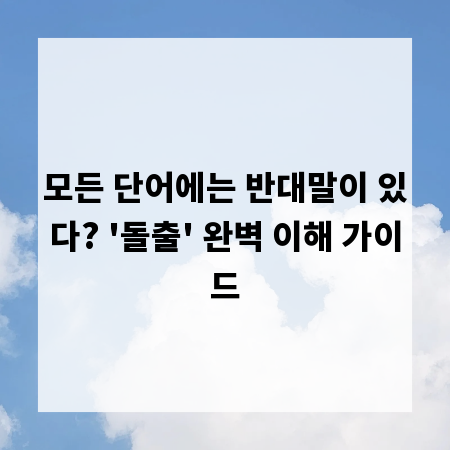 모든 단어에는 반대말이 있다? '돌출' 완벽 이해 가이드