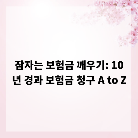 잠자는 보험금 깨우기: 10년 경과 보험금 청구 A to Z