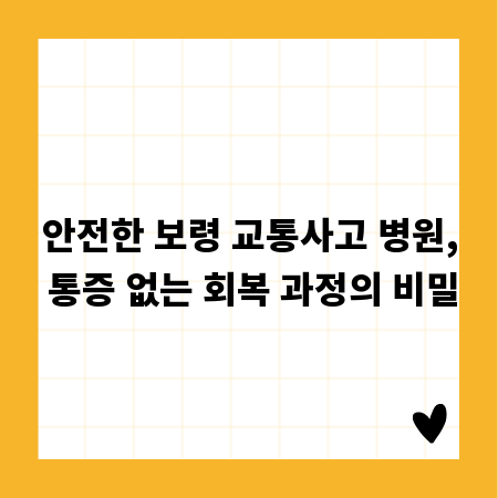안전한 보령 교통사고 병원, 통증 없는 회복 과정의 비밀