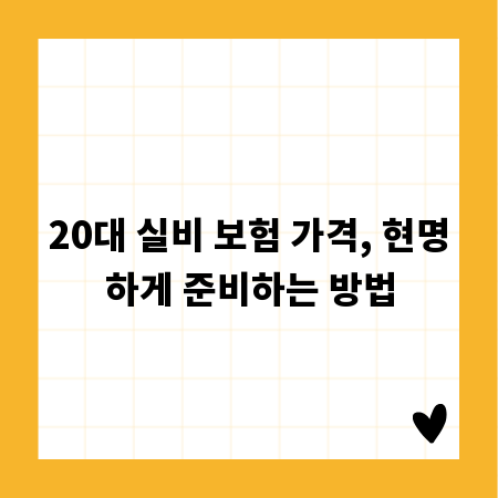 20대 실비 보험 가격, 현명하게 준비하는 방법