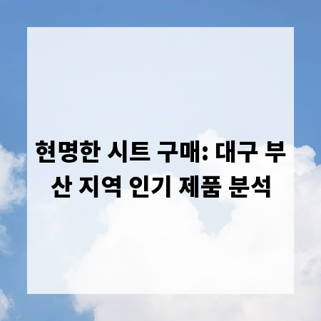 현명한 시트 구매: 대구 부산 지역 인기 제품 분석