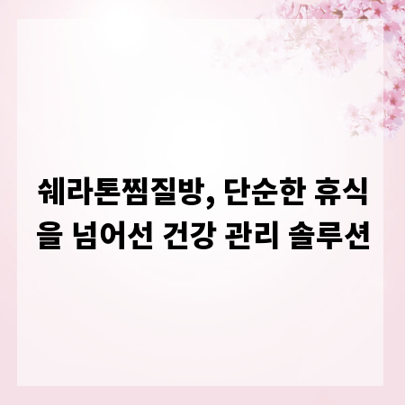 쉐라톤찜질방, 단순한 휴식을 넘어선 건강 관리 솔루션