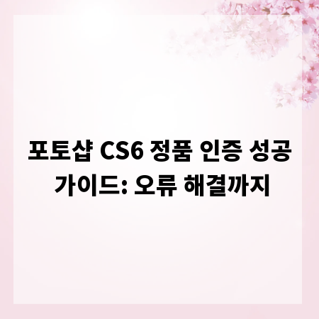 포토샵 CS6 정품 인증 성공 가이드: 오류 해결까지