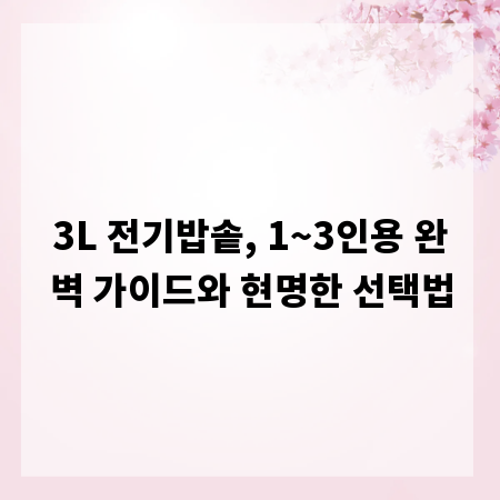 3L 전기밥솥, 1~3인용 완벽 가이드와 현명한 선택법