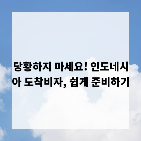 당황하지 마세요! 인도네시아 도착비자, 쉽게 준비하기