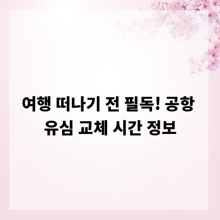여행 떠나기 전 필독! 공항 유심 교체 시간 정보