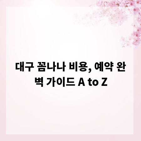 대구 꼼나나 비용, 예약 완벽 가이드 A to Z