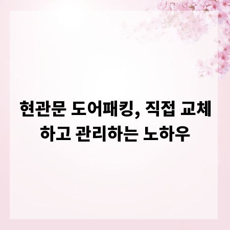 현관문 도어패킹, 직접 교체하고 관리하는 노하우