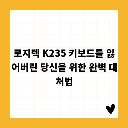 로지텍 K235 키보드를 잃어버린 당신을 위한 완벽 대처법