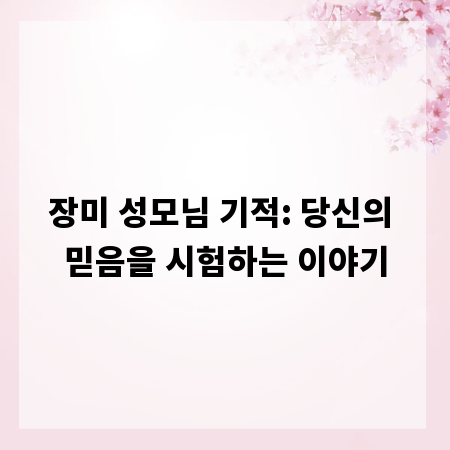 장미 성모님 기적: 당신의 믿음을 시험하는 이야기