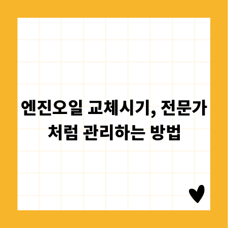 엔진오일 교체시기, 전문가처럼 관리하는 방법