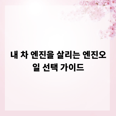 내 차 엔진을 살리는 엔진오일 선택 가이드