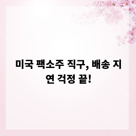 미국 팩소주 직구, 배송 지연 걱정 끝!