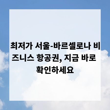 최저가 서울-바르셀로나 비즈니스 항공권, 지금 바로 확인하세요