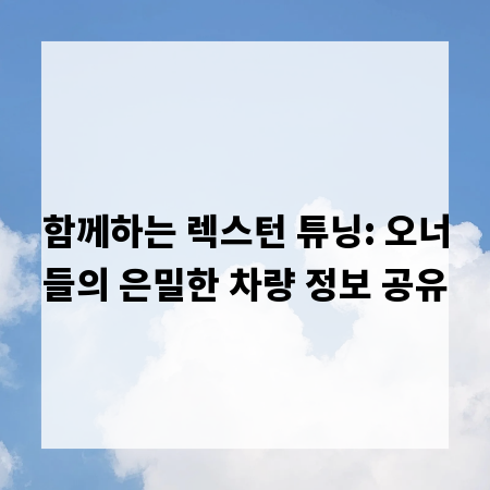 함께하는 렉스턴 튜닝: 오너들의 은밀한 차량 정보 공유