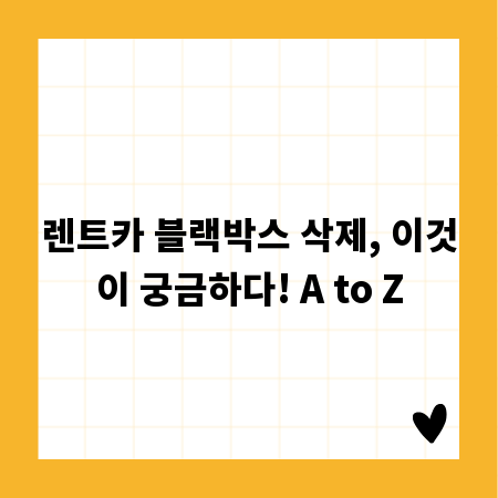 렌트카 블랙박스 삭제, 이것이 궁금하다! A to Z